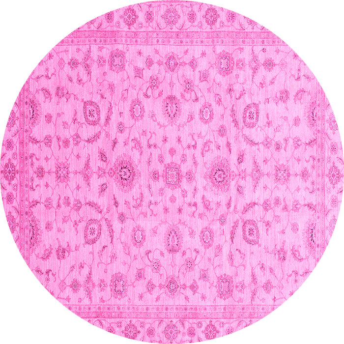 Round Abstract Pink Modern Rug, abs3820pnk