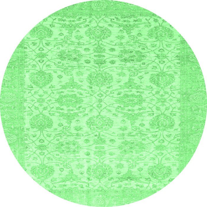 Round Machine Washable Abstract Emerald Green Modern Area Rugs, wshabs3821emgrn