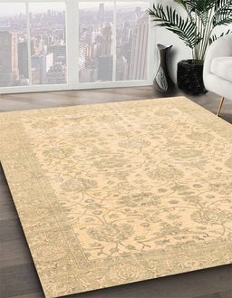 Abstract Brown Gold Modern Rug in Family Room, abs3821