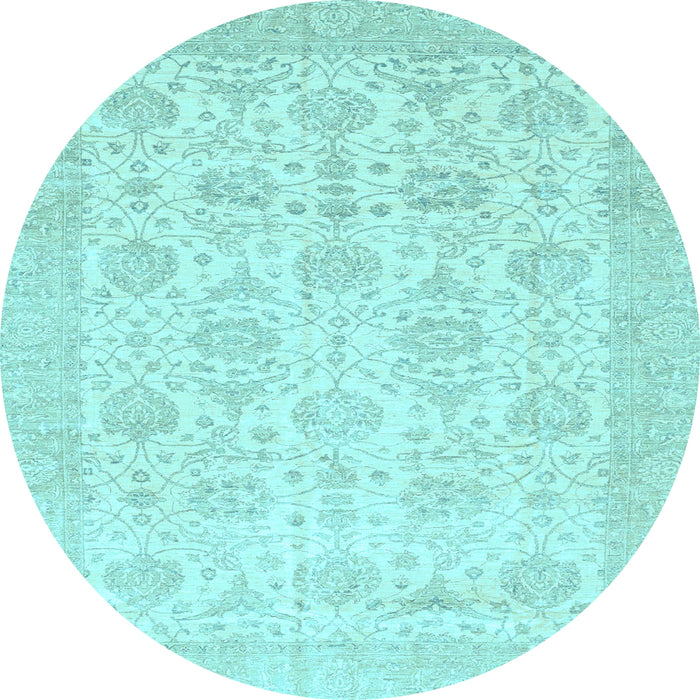 Round Abstract Light Blue Modern Rug, abs3821lblu