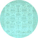 Round Abstract Light Blue Modern Rug, abs3821lblu