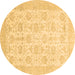 Round Abstract Brown Modern Rug, abs3821brn