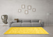 Machine Washable Abstract Yellow Modern Rug in a Living Room, wshabs3821yw