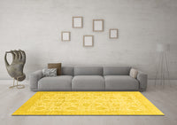 Machine Washable Abstract Yellow Modern Rug, wshabs3821yw