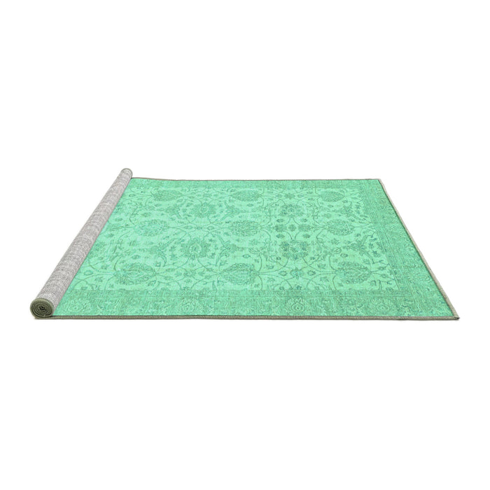 Sideview of Machine Washable Abstract Turquoise Modern Area Rugs, wshabs3821turq
