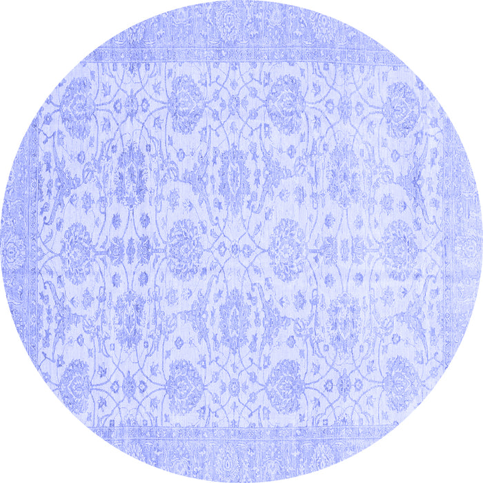Round Abstract Blue Modern Rug, abs3821blu