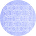 Round Abstract Blue Modern Rug, abs3821blu