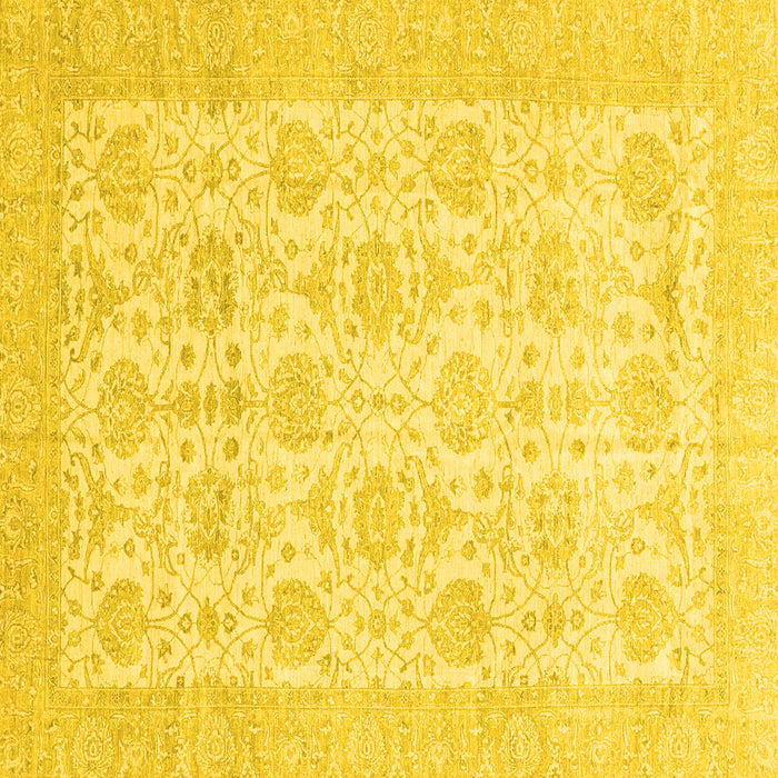 Square Machine Washable Abstract Yellow Modern Rug, wshabs3821yw
