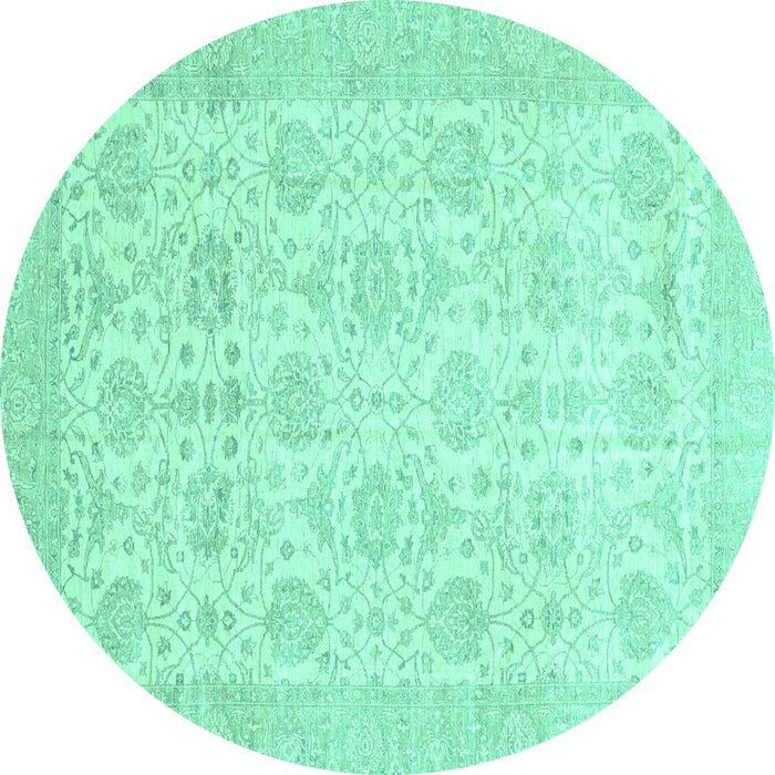 Round Machine Washable Abstract Turquoise Modern Area Rugs, wshabs3821turq