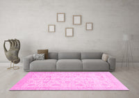 Machine Washable Abstract Pink Modern Rug, wshabs3821pnk