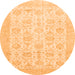 Round Machine Washable Abstract Orange Modern Area Rugs, wshabs3821org