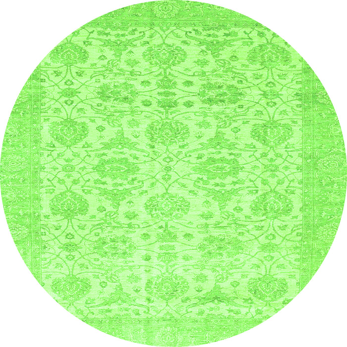 Round Machine Washable Abstract Green Modern Area Rugs, wshabs3821grn