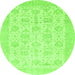 Round Machine Washable Abstract Green Modern Area Rugs, wshabs3821grn