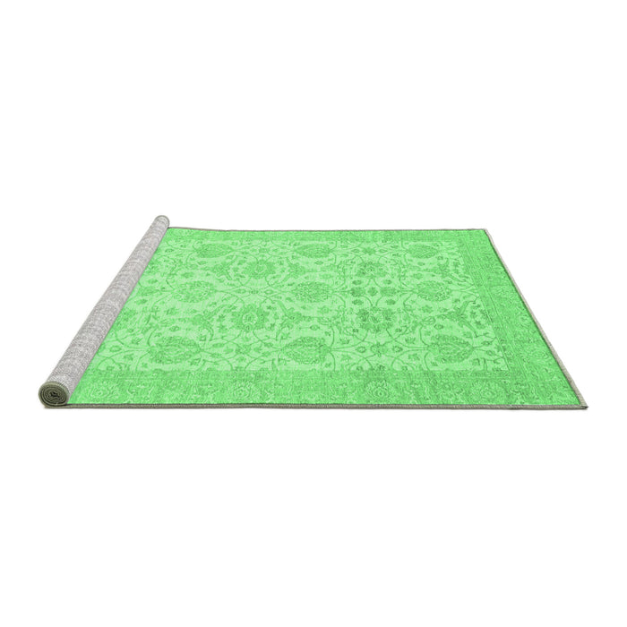 Sideview of Machine Washable Abstract Emerald Green Modern Area Rugs, wshabs3821emgrn
