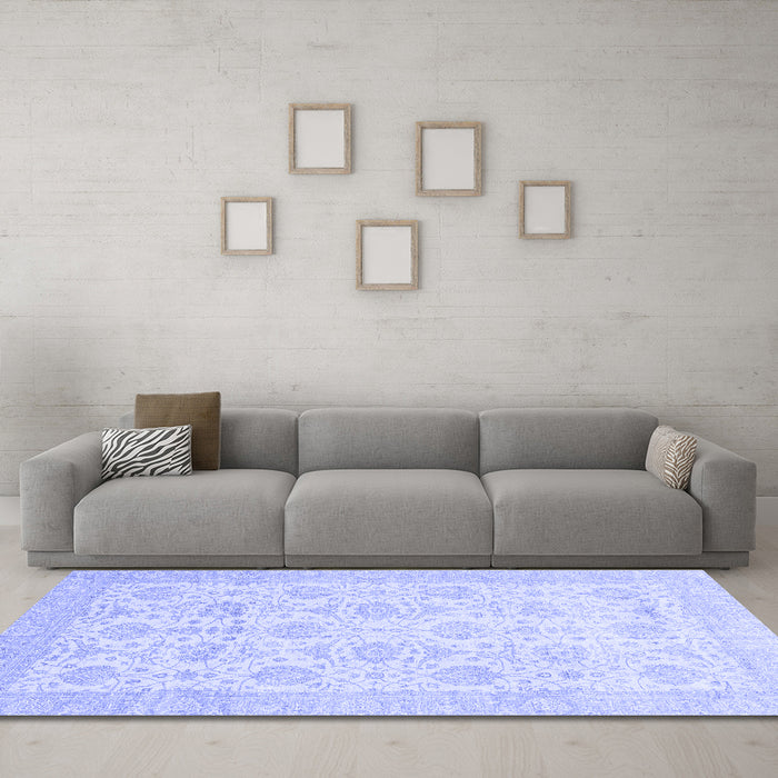 Machine Washable Abstract Blue Modern Rug in a Living Room, wshabs3821blu