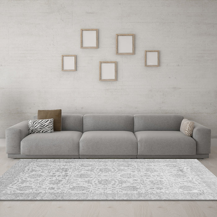 Machine Washable Abstract Gray Modern Rug in a Living Room,, wshabs3821gry