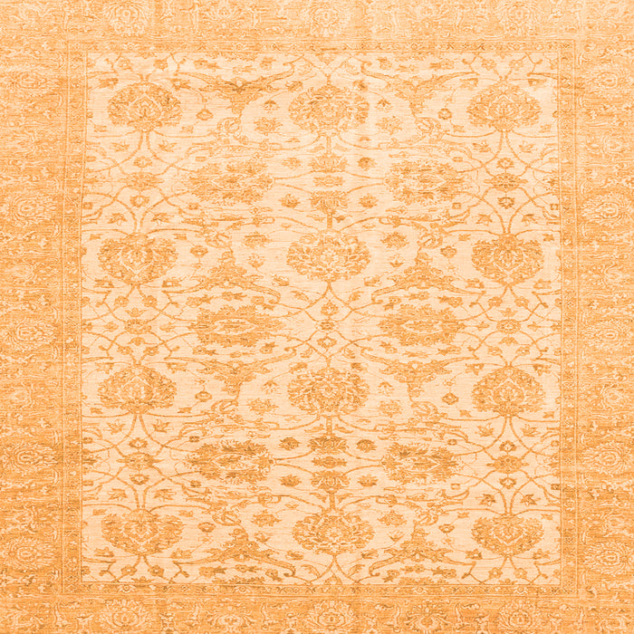 Square Machine Washable Abstract Orange Modern Area Rugs, wshabs3821org