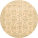 Round Machine Washable Abstract Brown Gold Rug, wshabs3821