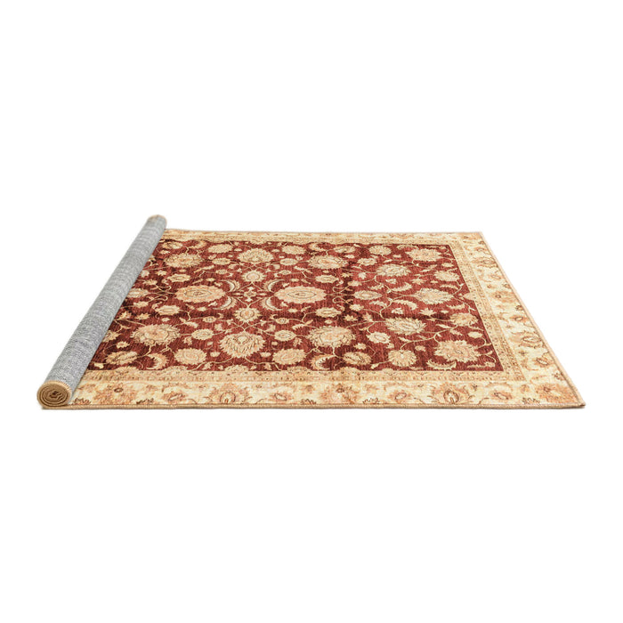 Sideview of Machine Washable Abstract Brown Gold Rug, wshabs3822