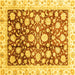 Square Machine Washable Oriental Yellow Traditional Rug, wshabs3822yw