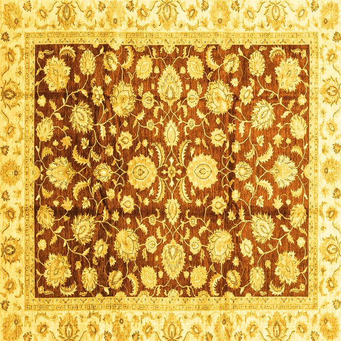 Square Oriental Yellow Traditional Rug, abs3822yw