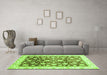 Machine Washable Oriental Green Traditional Area Rugs in a Living Room,, wshabs3822grn