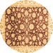 Round Oriental Brown Traditional Rug, abs3822brn