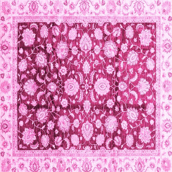 Square Machine Washable Oriental Pink Traditional Rug, wshabs3822pnk