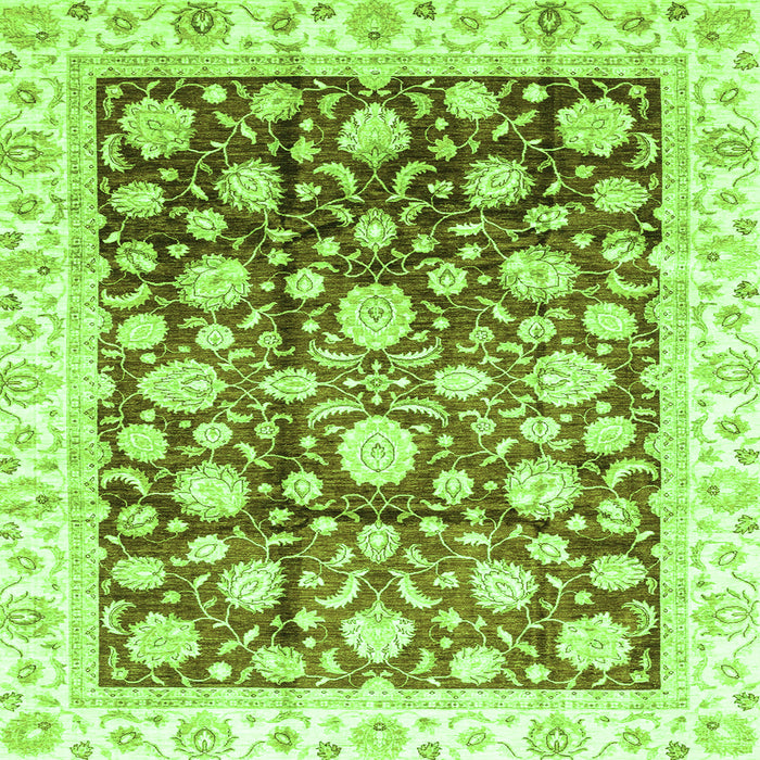 Square Machine Washable Oriental Green Traditional Area Rugs, wshabs3822grn