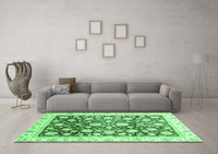 Machine Washable Oriental Emerald Green Traditional Rug, wshabs3822emgrn