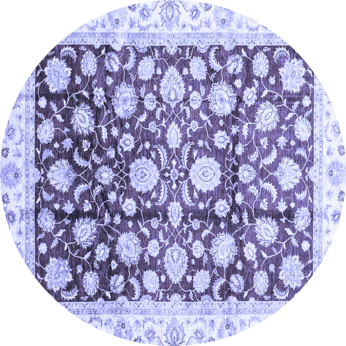 Round Oriental Blue Traditional Rug, abs3822blu