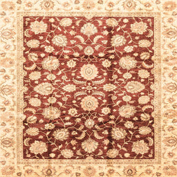 Square Machine Washable Abstract Brown Gold Rug, wshabs3822