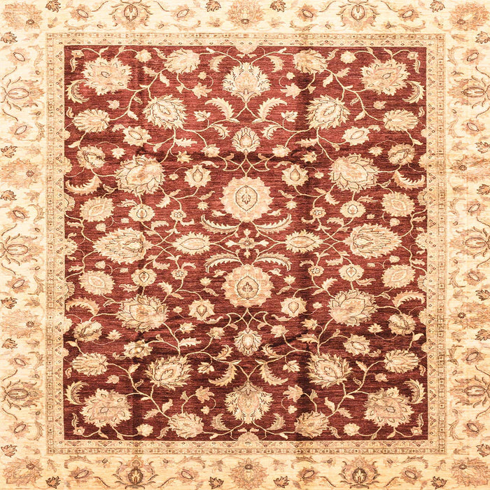 Square Machine Washable Abstract Brown Gold Rug, wshabs3822
