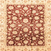 Square Machine Washable Abstract Brown Gold Rug, wshabs3822