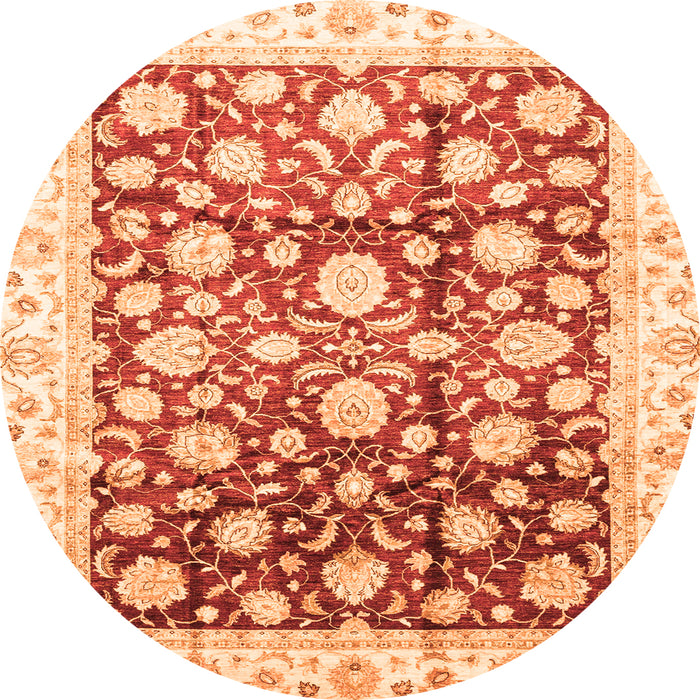 Round Oriental Orange Traditional Rug, abs3822org