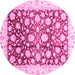 Round Oriental Pink Traditional Rug, abs3822pnk