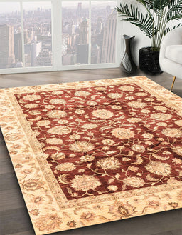 Machine Washable Abstract Brown Gold Rug in a Family Room, wshabs3822