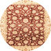 Round Abstract Brown Gold Oriental Rug, abs3822