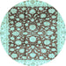 Round Oriental Light Blue Traditional Rug, abs3822lblu