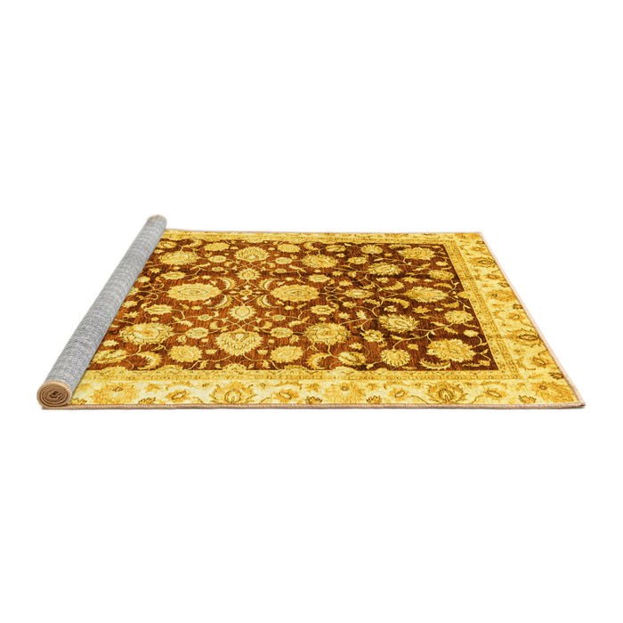 Sideview of Machine Washable Oriental Yellow Traditional Rug, wshabs3822yw