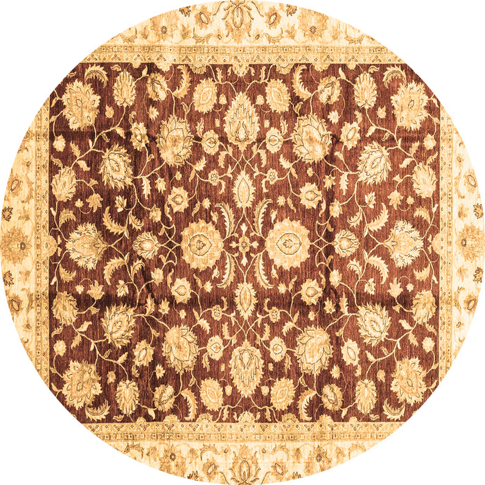 Round Machine Washable Oriental Brown Traditional Rug, wshabs3822brn