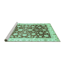 Sideview of Machine Washable Oriental Turquoise Traditional Area Rugs, wshabs3822turq