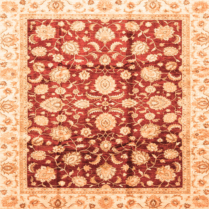 Square Machine Washable Oriental Orange Traditional Area Rugs, wshabs3822org