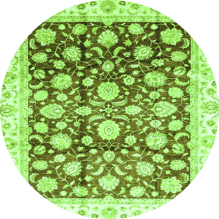 Round Oriental Green Traditional Rug, abs3822grn