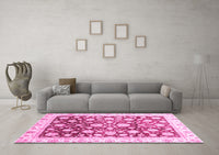 Machine Washable Oriental Pink Traditional Rug, wshabs3822pnk