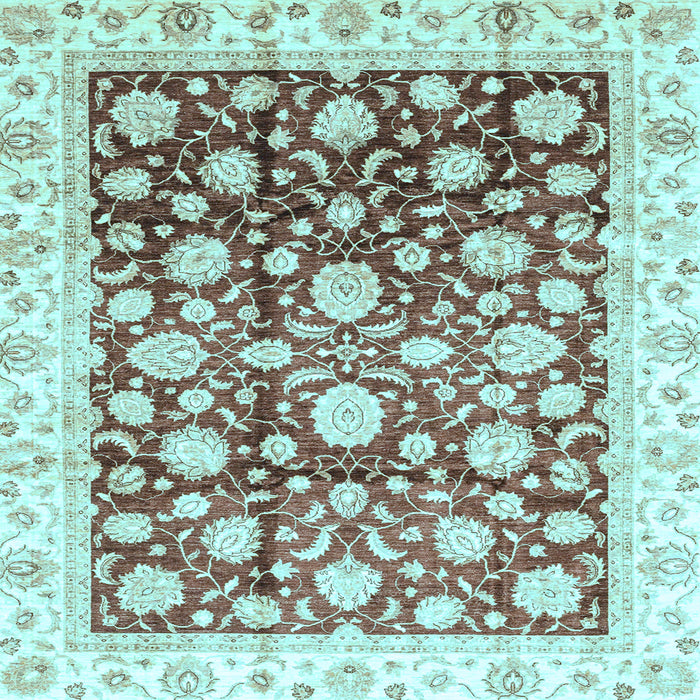 Square Machine Washable Oriental Light Blue Traditional Rug, wshabs3822lblu