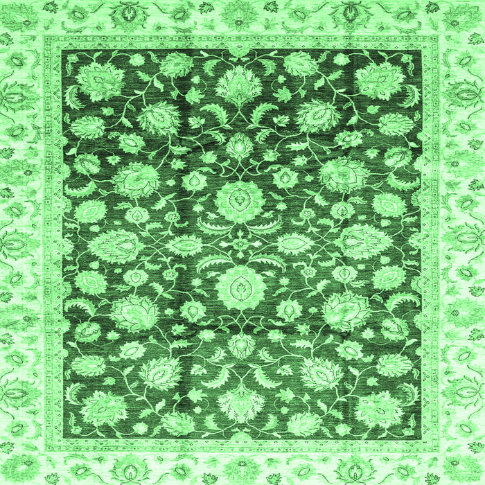 Square Machine Washable Oriental Emerald Green Traditional Area Rugs, wshabs3822emgrn