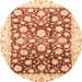 Round Machine Washable Abstract Brown Gold Rug, wshabs3822