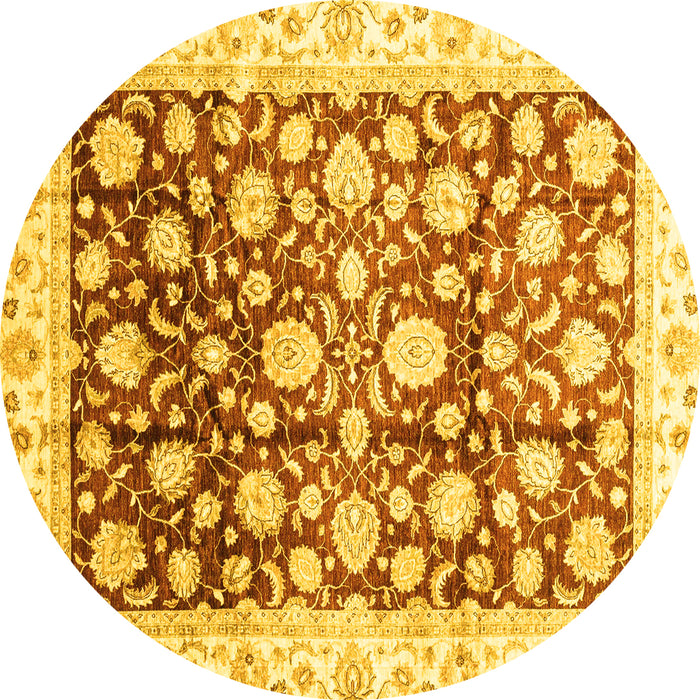 Round Oriental Yellow Traditional Rug, abs3822yw