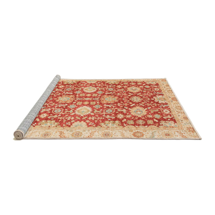 Sideview of Machine Washable Abstract Orange Red Rug, wshabs3823